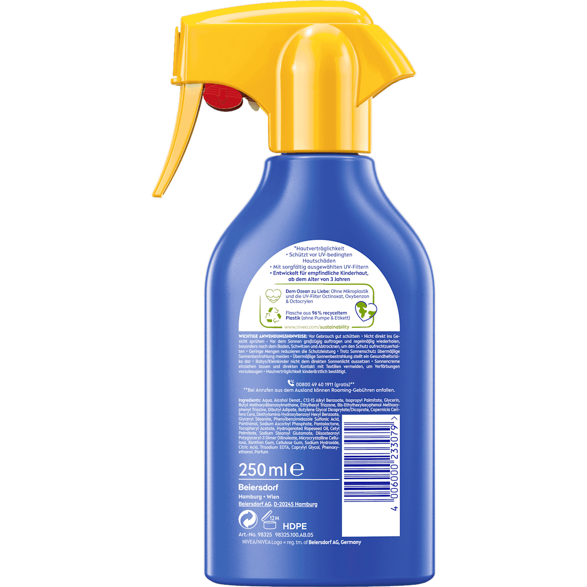 NIVEA SUN sun spray Kids Protect & Moisture, LSF 50+, 250 ml (NIVEA SUN Sonnenspray Kids Schutz & Pflege, LSF 50+, 250 ml) — authentic German product in Morocco