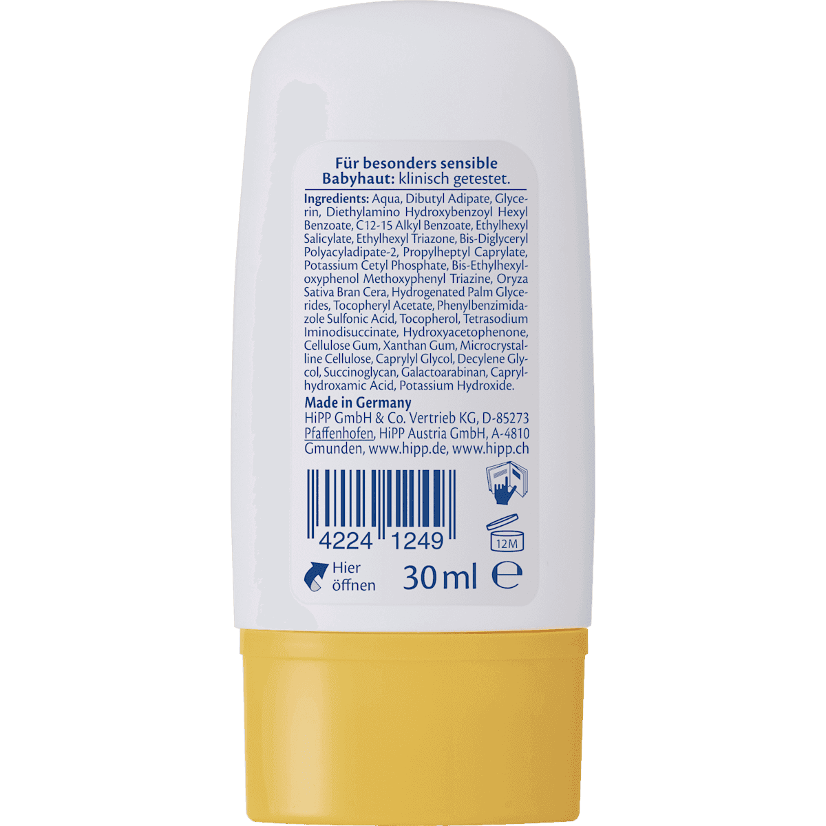 HiPP Babysanft crème solaire visage Kids, ultra sensible, LSF 50+, 30 ml (HiPP Babysanft Sonnencreme Gesicht Kids, ultra sensitiv, LSF 50+, 30 ml) — منتج ألماني أصلي في المغرب