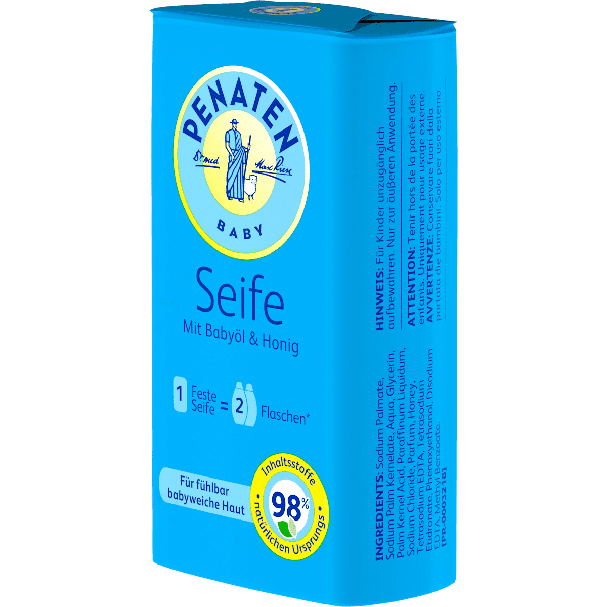 Penaten Soap solid with Oil baby & honey, 90 g (Penaten Seifenstück mit Babyöl & Honig, 90 g) — authentic German product in Morocco