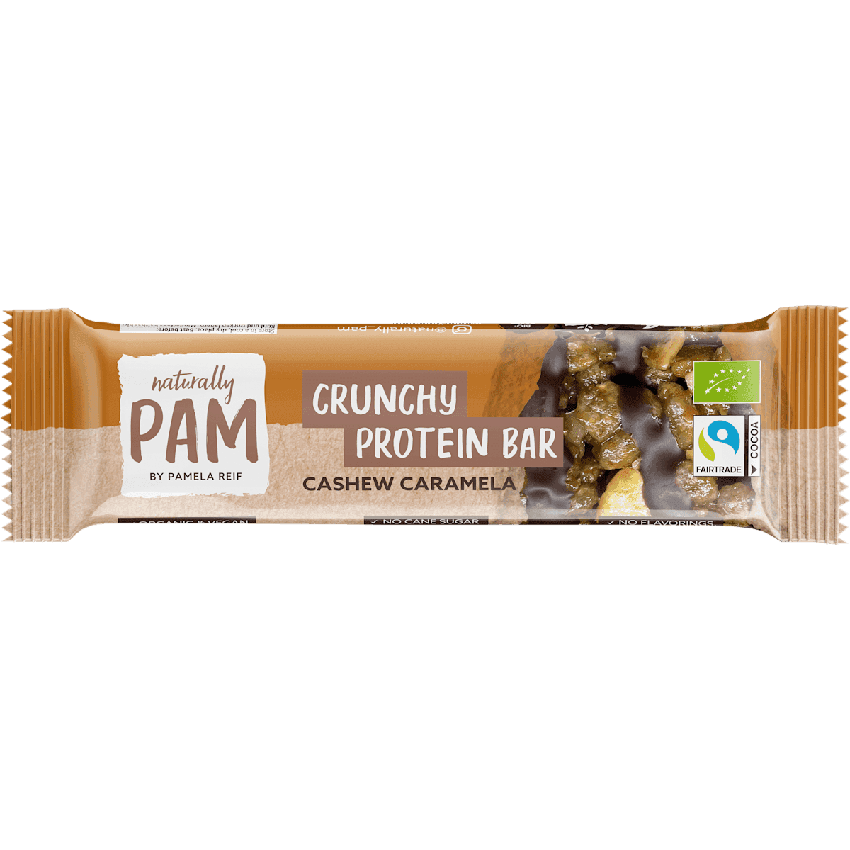 Naturally PAM Barres protéinées Crunchy, Cashew Caramela, 30 g — produit allemand authentique au Maroc