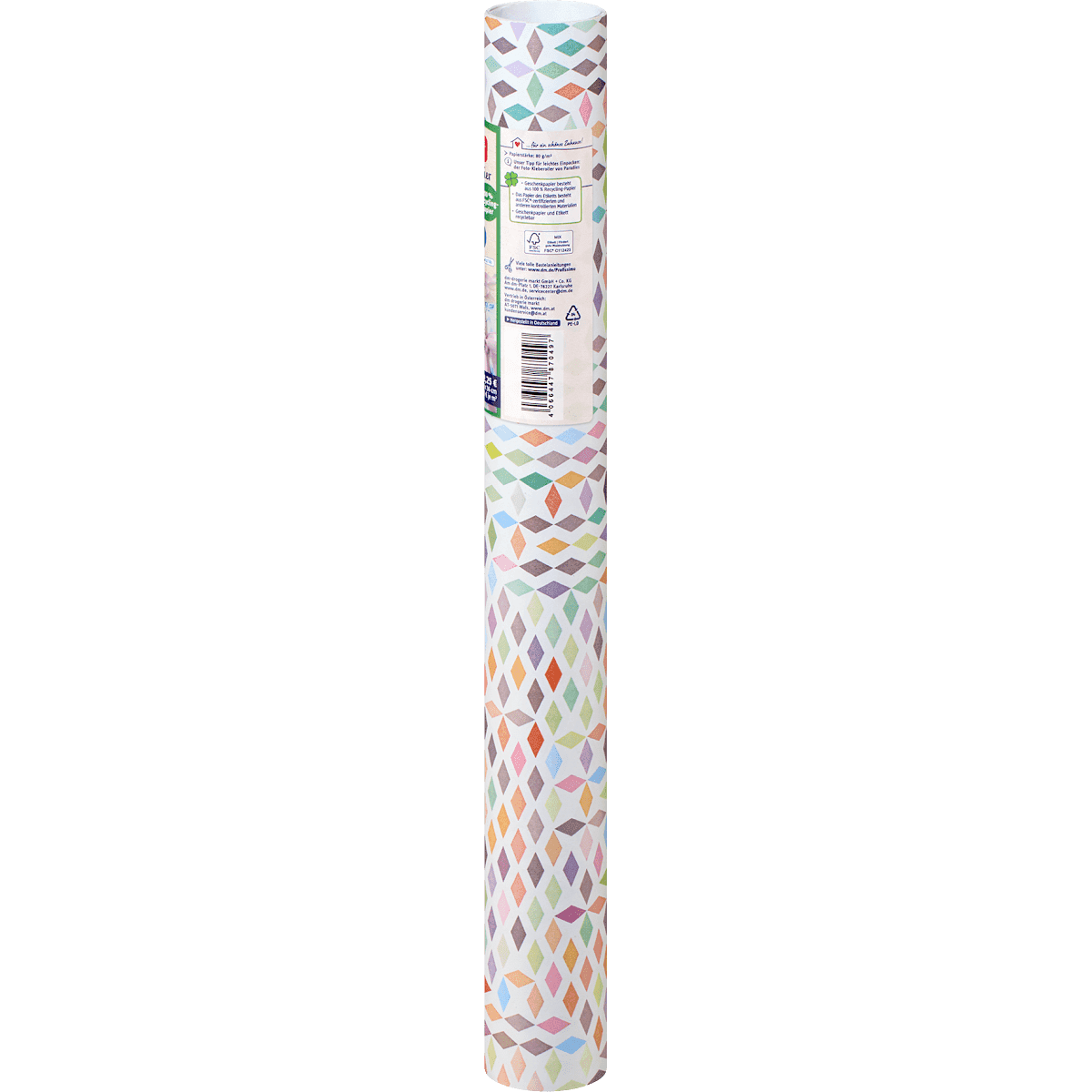 Profissimo Papier cadeau "losanges colorés", rouleau court (3mx36 cm), 3 m (Profissimo Geschenkpapier "Bunte Rauten", Kurzrolle (3mx36 cm), 3 m) — منتج ألماني أصلي في المغرب