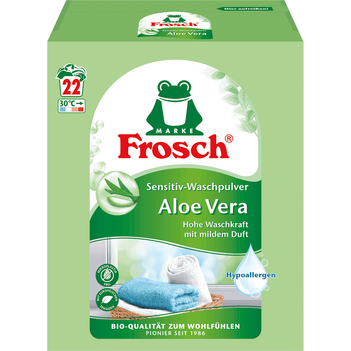 Frosch Lessive universelle poudre aloe vera Sensitive, 22 lavages — produit allemand authentique au Maroc