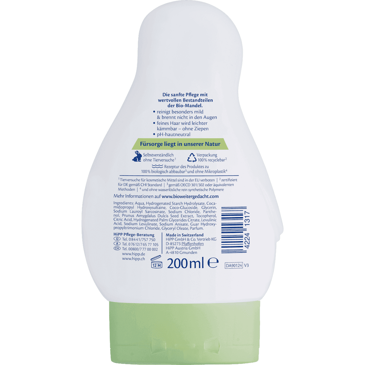 HiPP Babysanft Bébé Shampooing & gel douche 2in1 sensitiv, 200 ml (HiPP Babysanft Baby Shampoo & Dusche 2in1 sensitiv, 200 ml) — منتج ألماني أصلي في المغرب