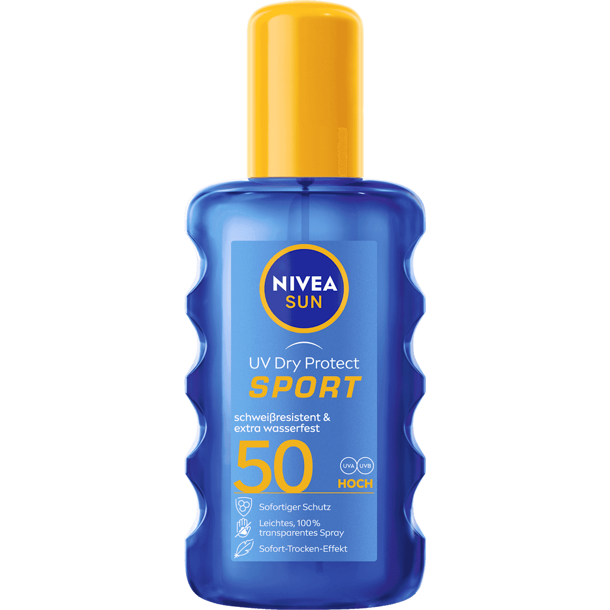 NIVEA SUN sun spray UV dry protect Sport, LSF 50, 200 ml (NIVEA SUN Sonnenspray UV dry protect Sport, LSF 50, 200 ml) — authentic German product in Morocco