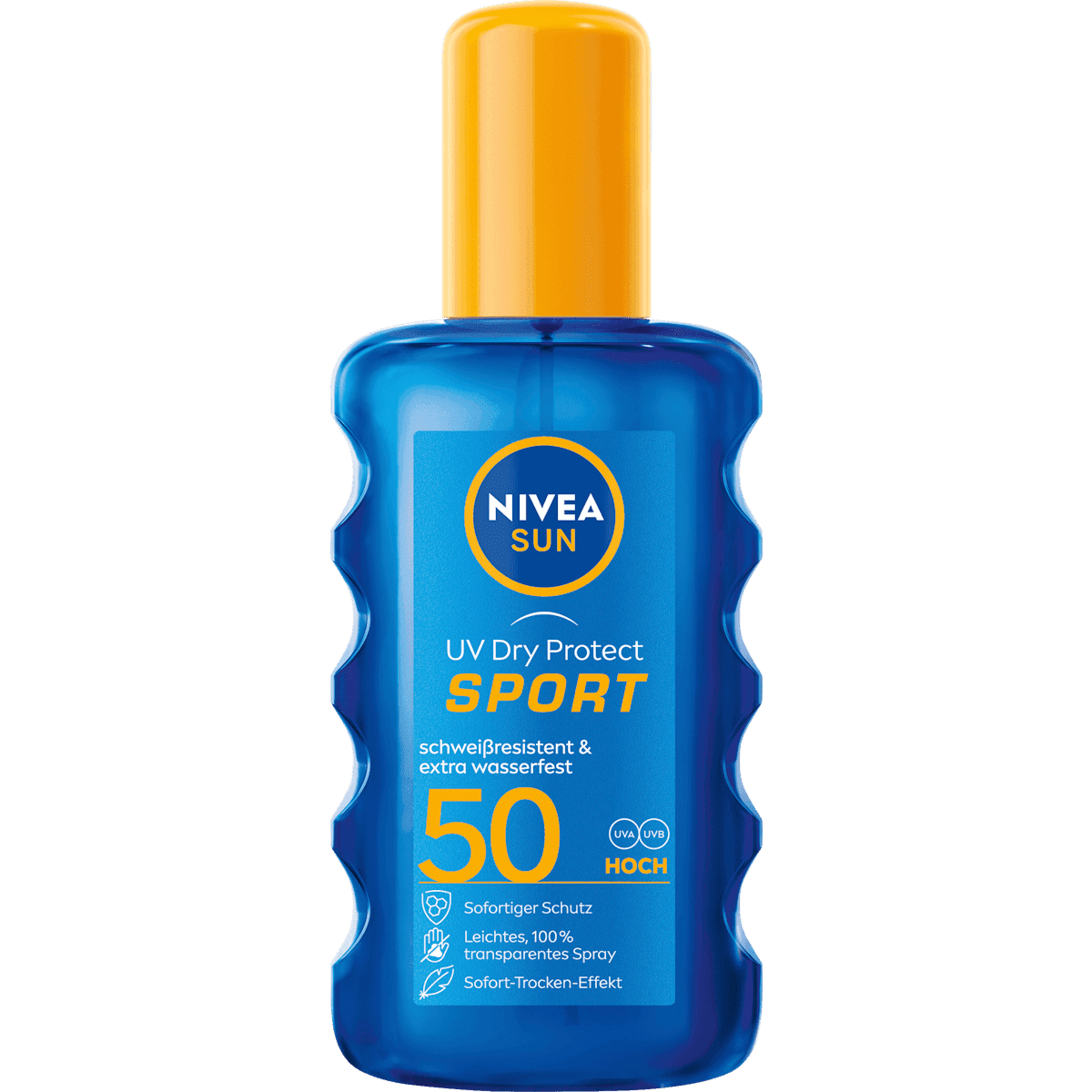 NIVEA SUN sun spray UV dry protect Sport, LSF 50, 200 ml (NIVEA SUN Sonnenspray UV dry protect Sport, LSF 50, 200 ml) — authentic German product in Morocco