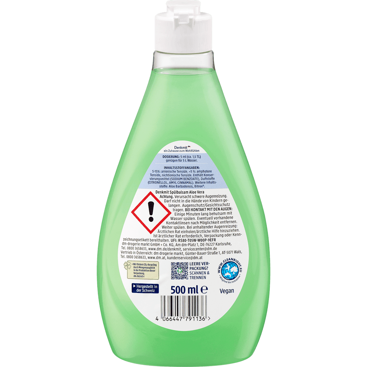 Denkmit Liquid dishes Balm aloe vera, 500 ml (Denkmit Spülmittel Balsam Aloe Vera, 500 ml) — authentic German product in Morocco