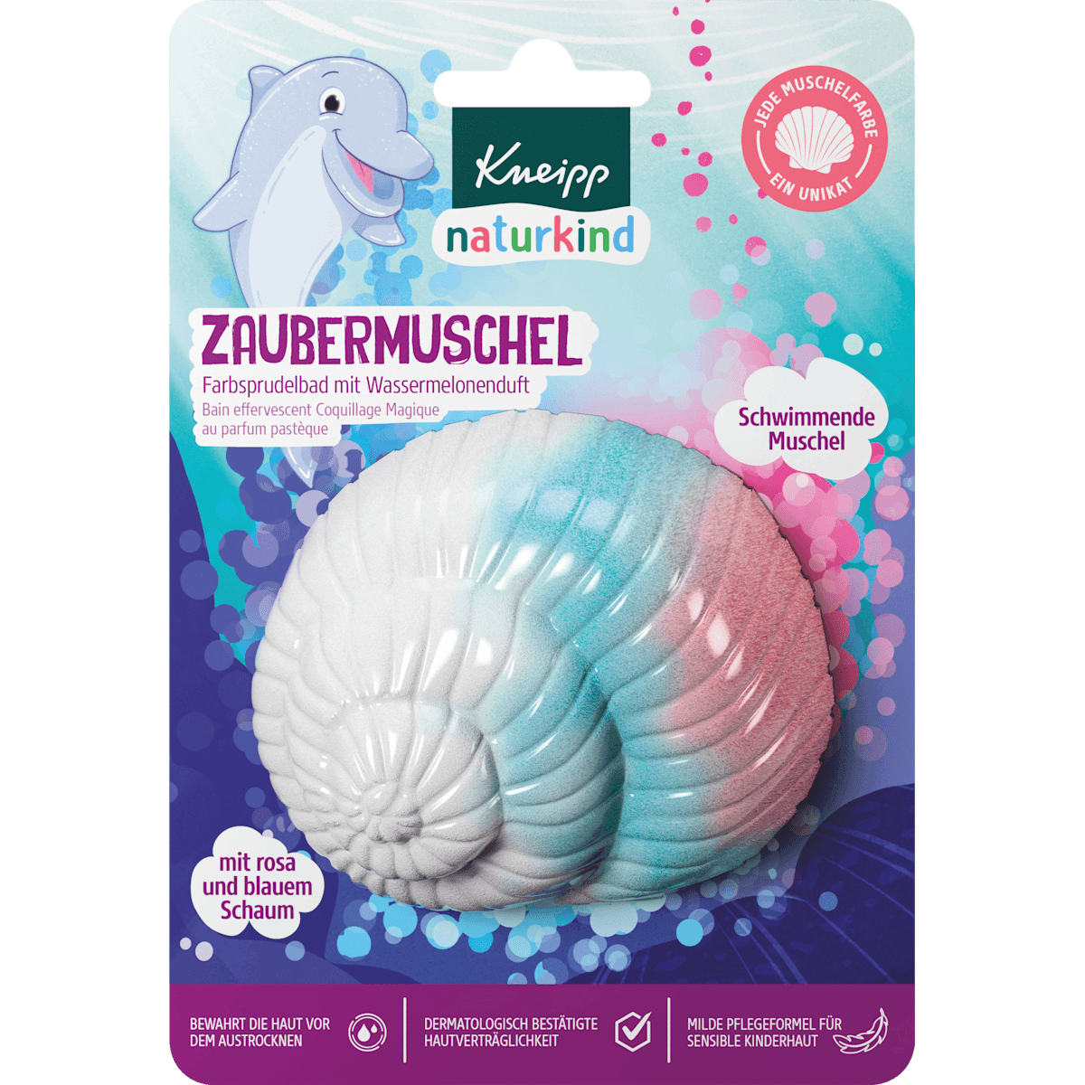 Kneipp Naturkind Enfant Bain moussant Zaubermuschel bain effervescent coloré, 1 pièce — produit allemand authentique au Maroc