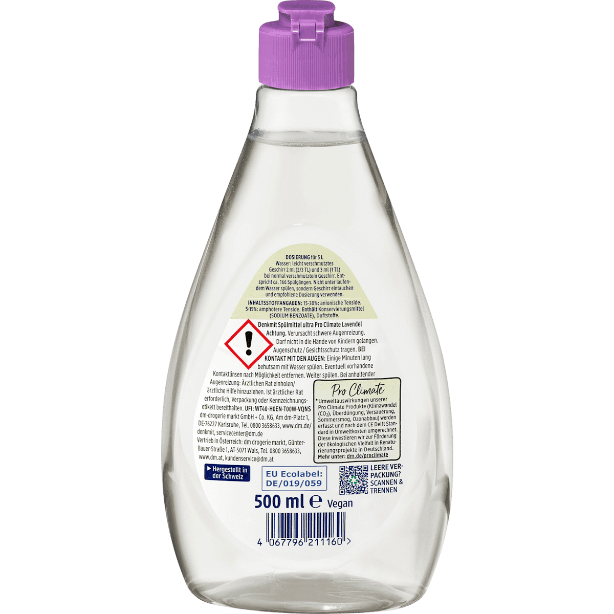 Denkmit Liquide vaisselle Ultra Pro Climate lavande, 500 ml (Denkmit Spülmittel Ultra Pro Climate Lavendel, 500 ml) — produit allemand authentique au Maroc