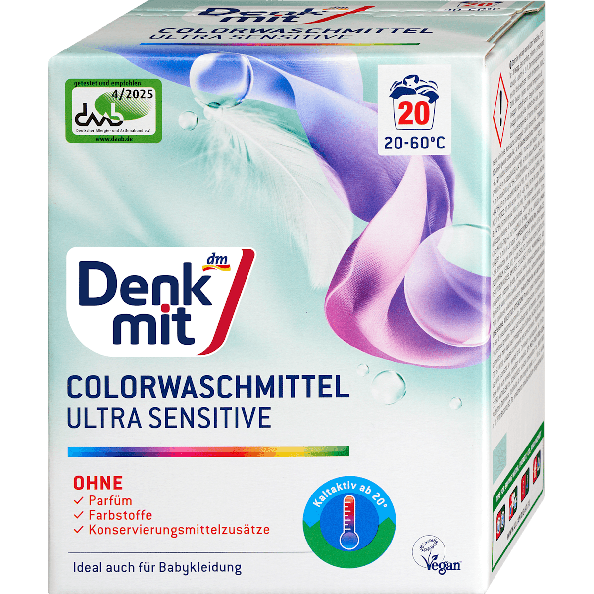 Denkmit Lessive couleurs poudre ultra sensible, 20 lavages (Denkmit Colorwaschmittel Pulver Ultra Sensitiv, 20 Wl) — produit allemand authentique au Maroc