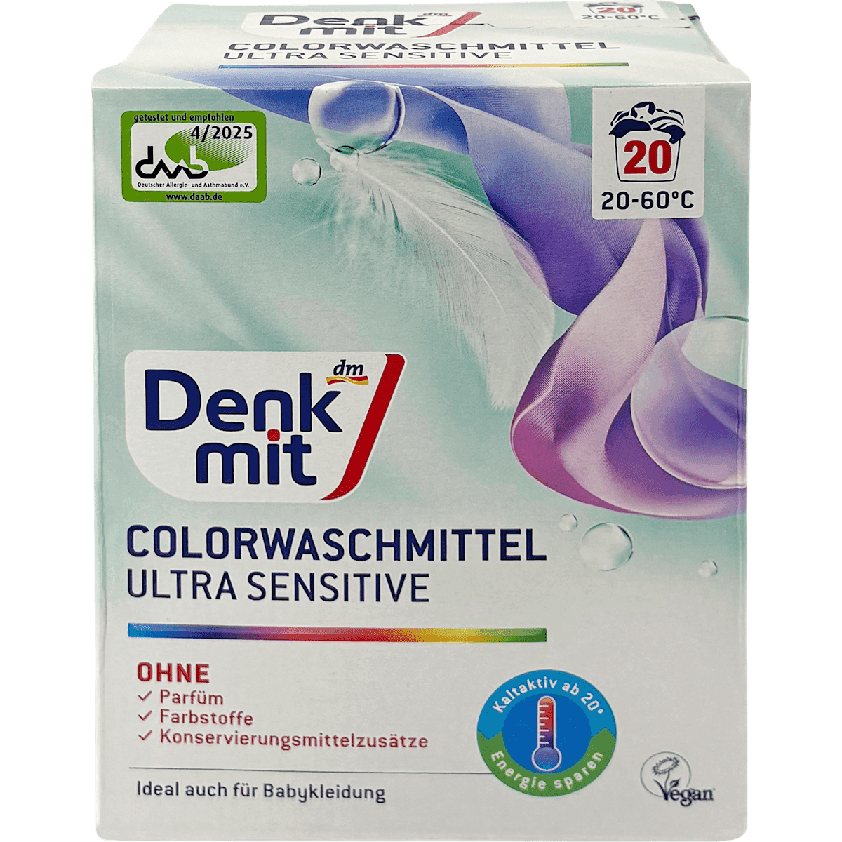 Denkmit Lessive couleurs poudre ultra sensible, 20 lavages — produit allemand authentique au Maroc