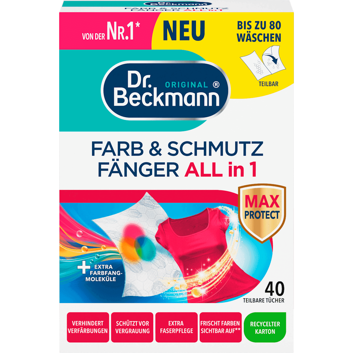 Dr. Beckmann Farb and Schmutzfangtücher 3in1, 40 pcs — authentic German product in Morocco