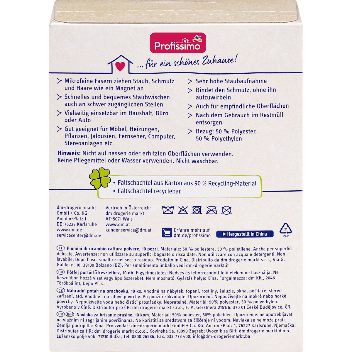 Profissimo Housses de plumeau recharge, 10 pièces (Profissimo Staubwedelbezüge Nachfüllpack, 10 St) — produit allemand authentique au Maroc