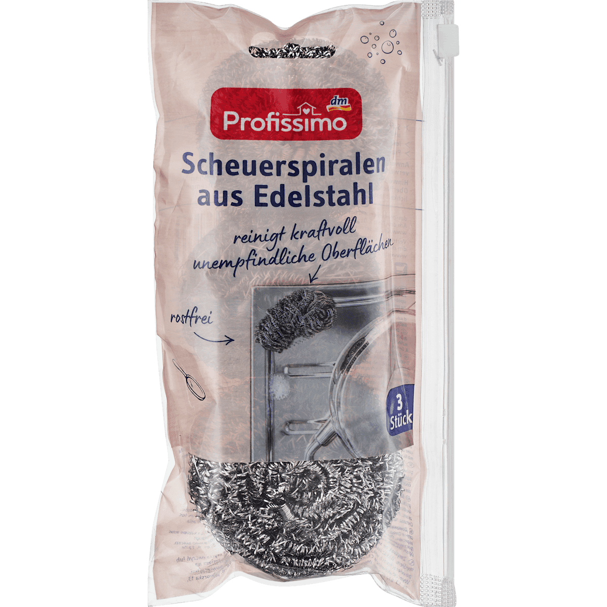 Profissimo Spirales à récurer en inox, 3 pièces — produit allemand authentique au Maroc