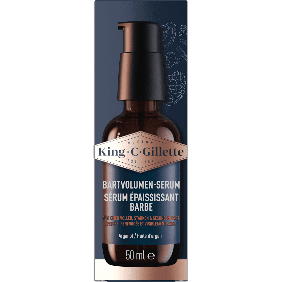 King C. Gillette Sérum volume barbe, 50 ml (King C. Gillette Bartvolumen Serum, 50 ml) — produit allemand authentique au Maroc