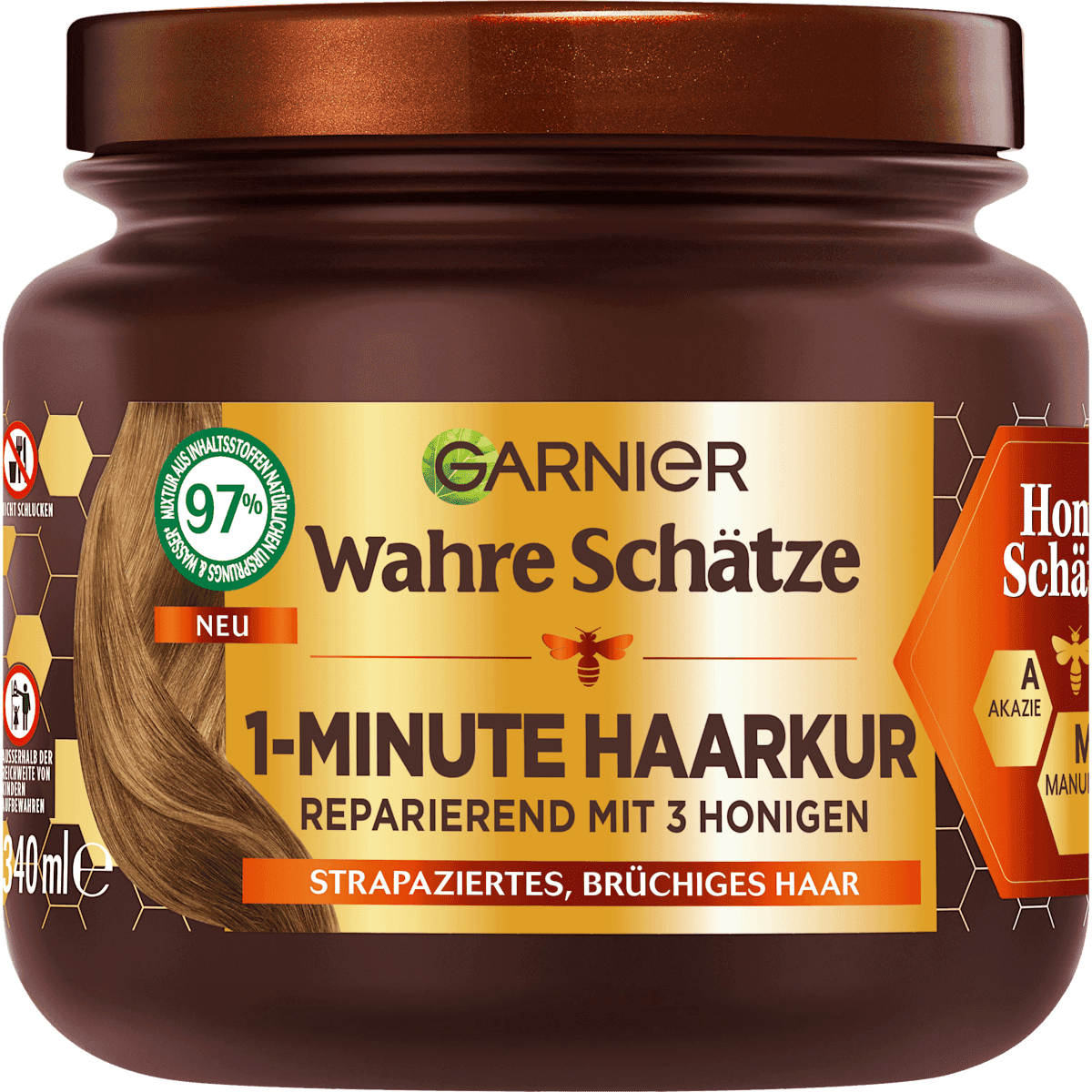 Wahre Schätze Masque cheveux 1-Minute Trésors de Miel, 340 ml (Wahre Schätze Haarkur 1-Minute Honig Schätze, 340 ml) — produit allemand authentique au Maroc