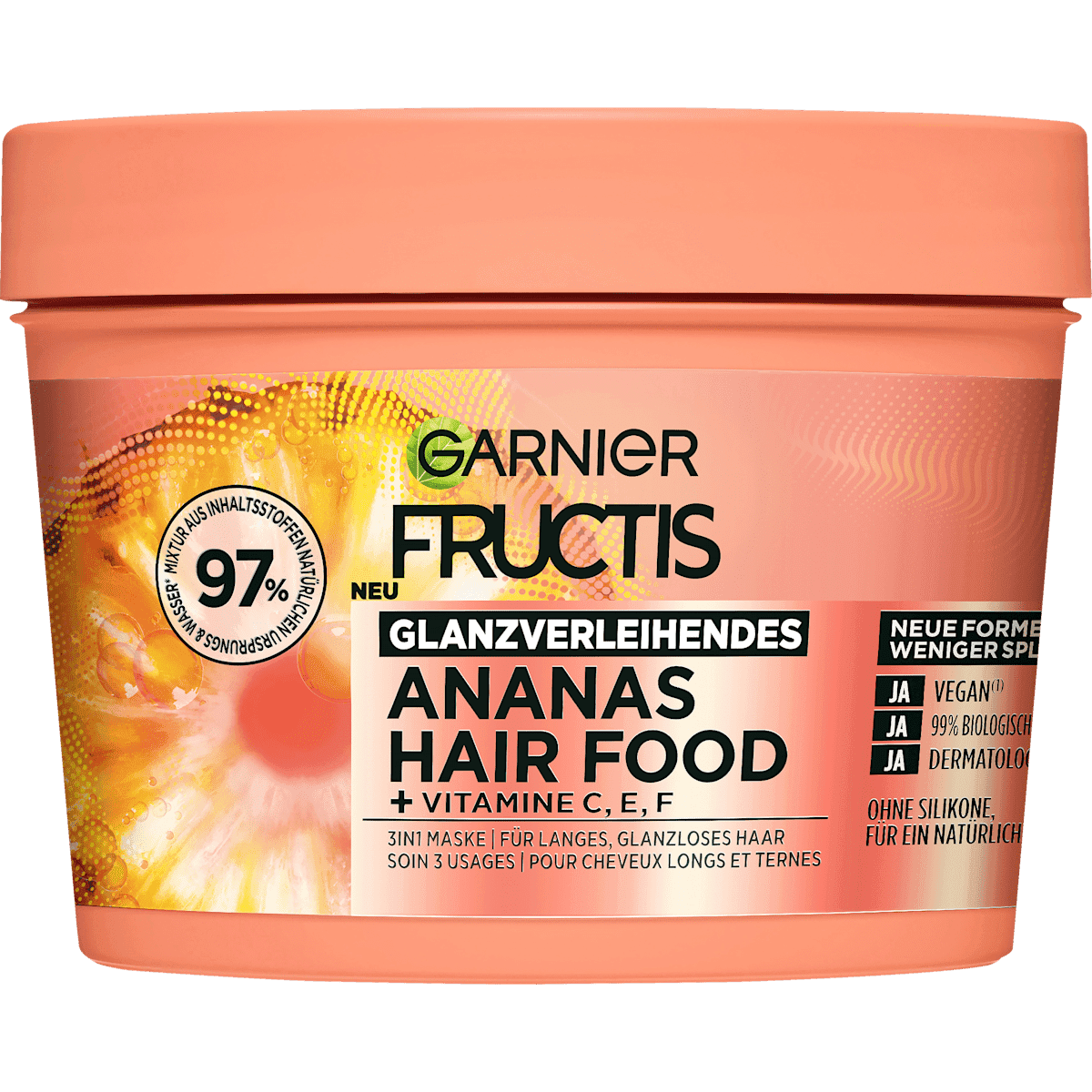 GARNIER FRUCTIS Masque cheveux Ananas Hair Food 3in1 Masque, 400 ml — منتج ألماني أصلي في المغرب