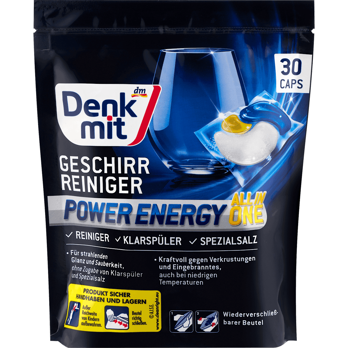 Denkmit Capsules lave-vaisselle Power Energy, 30 pièces — منتج ألماني أصلي في المغرب