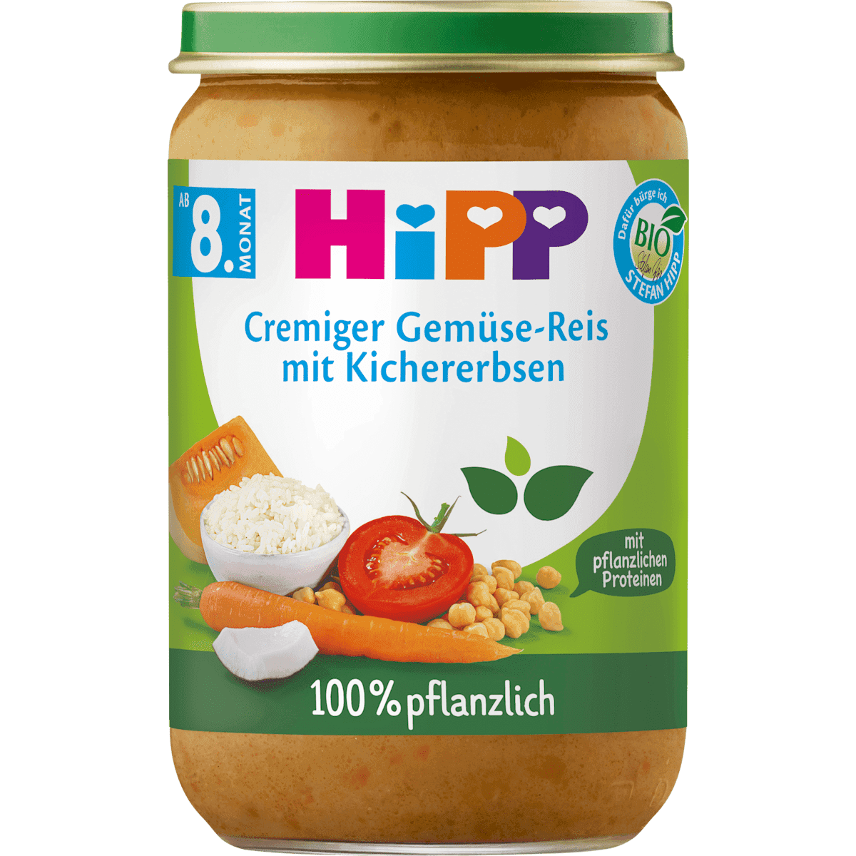HiPP Petit plat Cremiger légumes-Reis avec Kichererbsen dès 8 mois pflanzlich, 220 g — منتج ألماني أصلي في المغرب