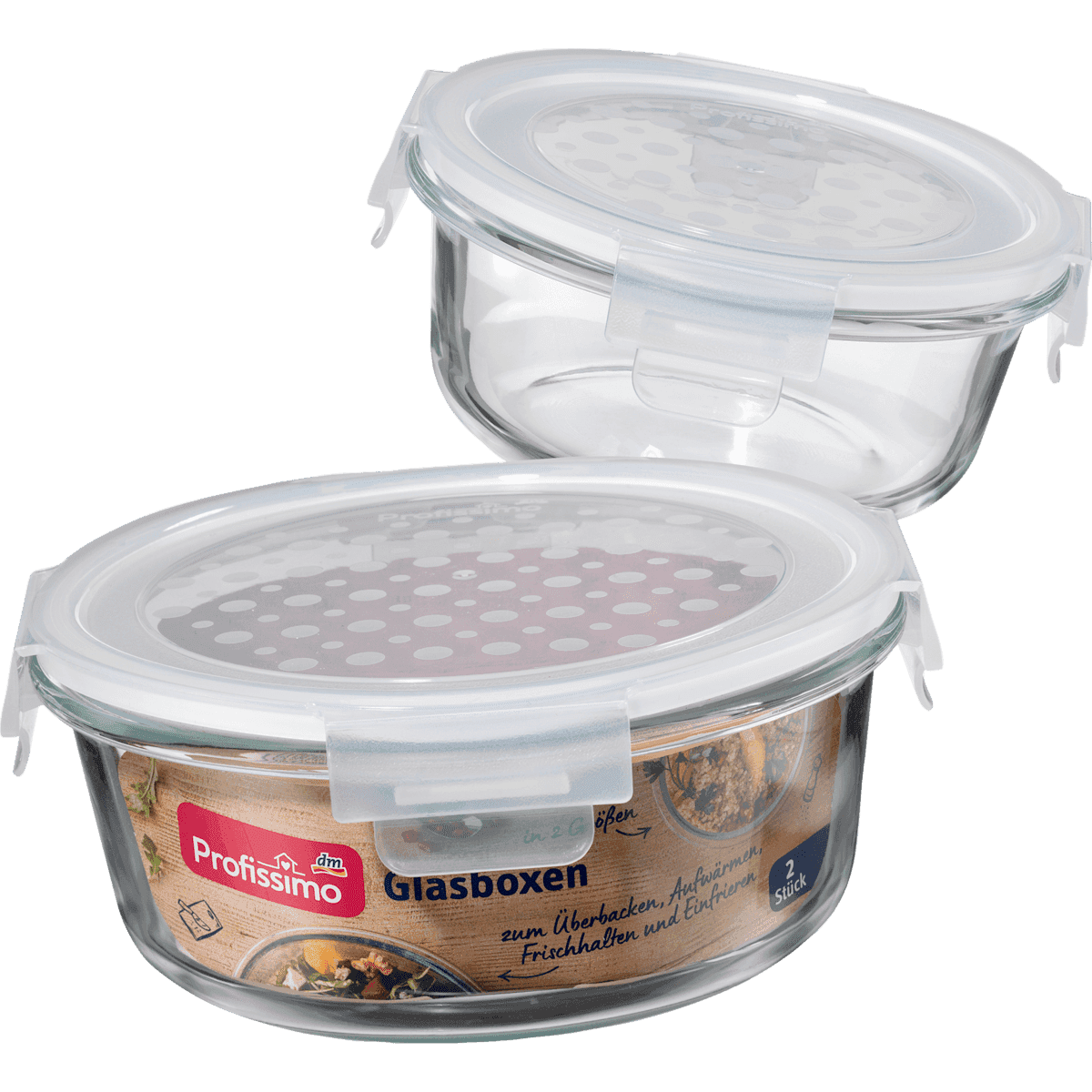 Profissimo Set de boîtes en verre rondes, 2 pièces (Profissimo Glasboxen Set rund, 2 St) — produit allemand authentique au Maroc