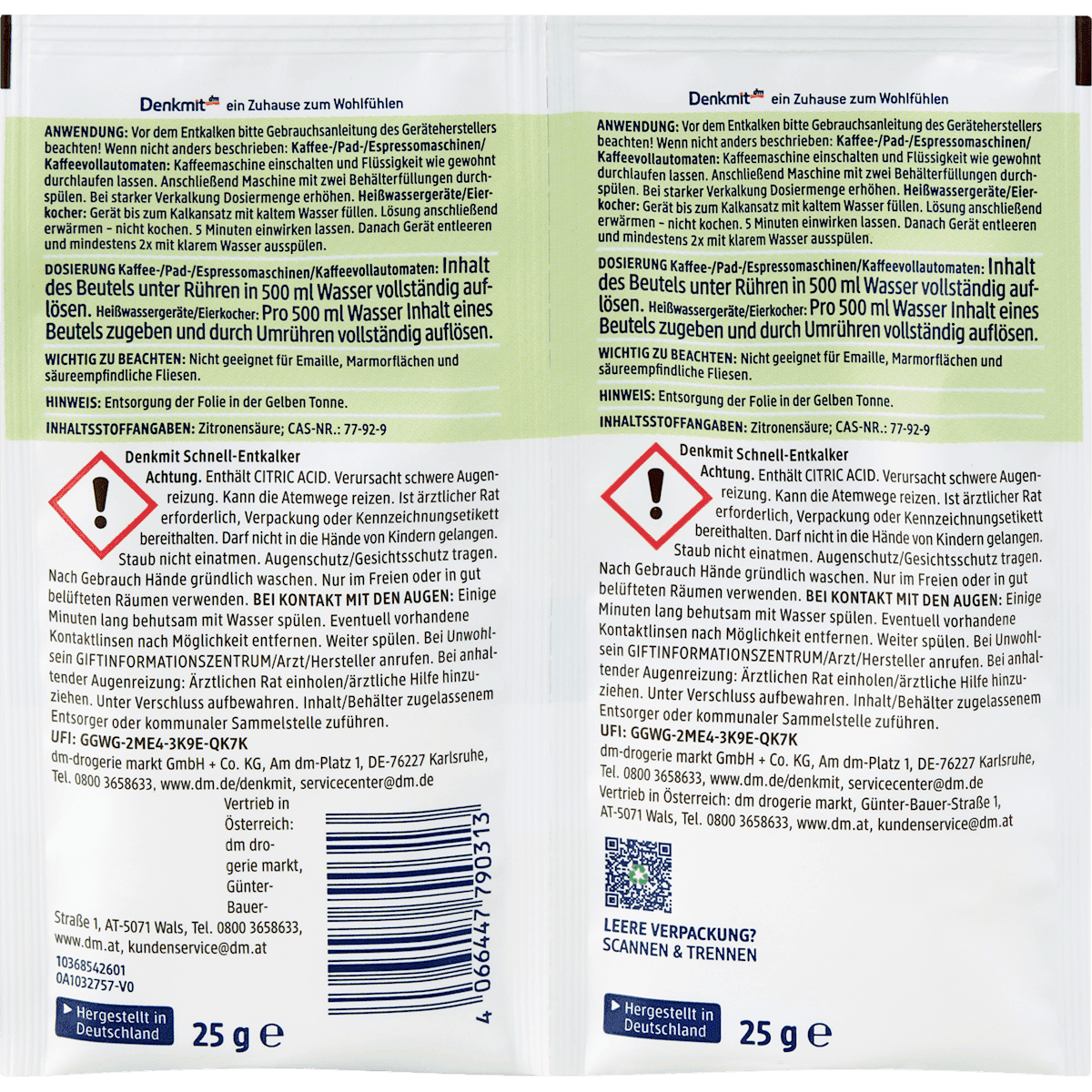 Denkmit Détartrant (2x25 g), 50 g (Denkmit Entkalker (2x25 g), 50 g) — منتج ألماني أصلي في المغرب
