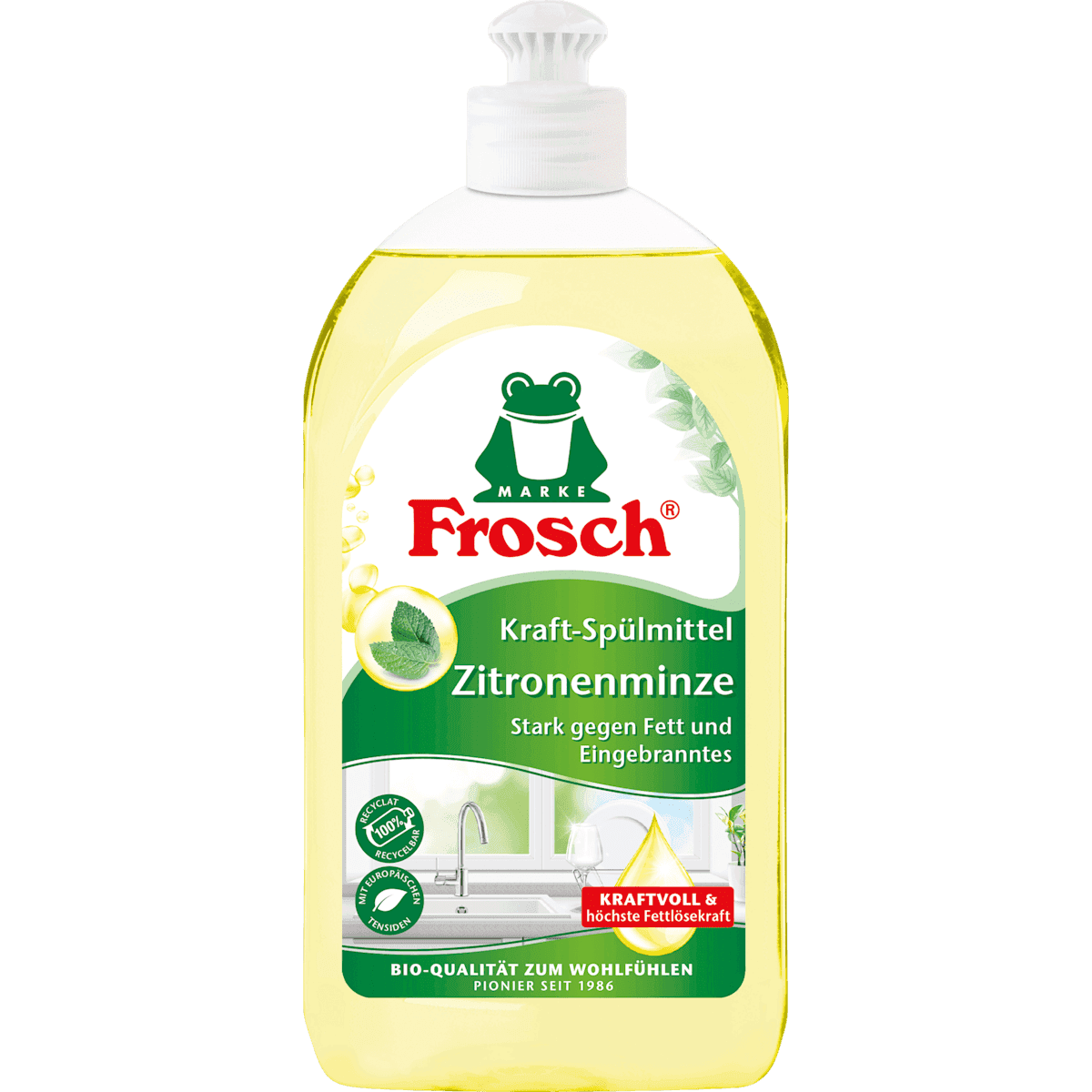 Frosch Liquid dishes lemon-mint, 500 ml (Frosch Spülmittel Zitronenminze, 500 ml) — authentic German product in Morocco