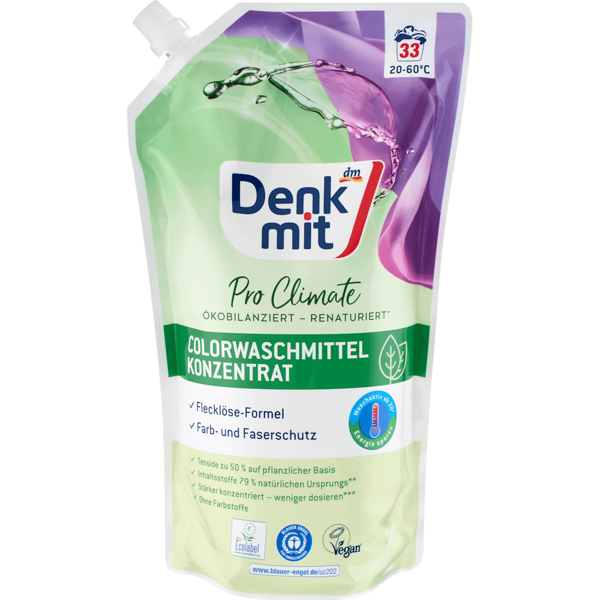 Denkmit Lessive couleurs Concentré Pro Climate, 33 lavages — produit allemand authentique au Maroc