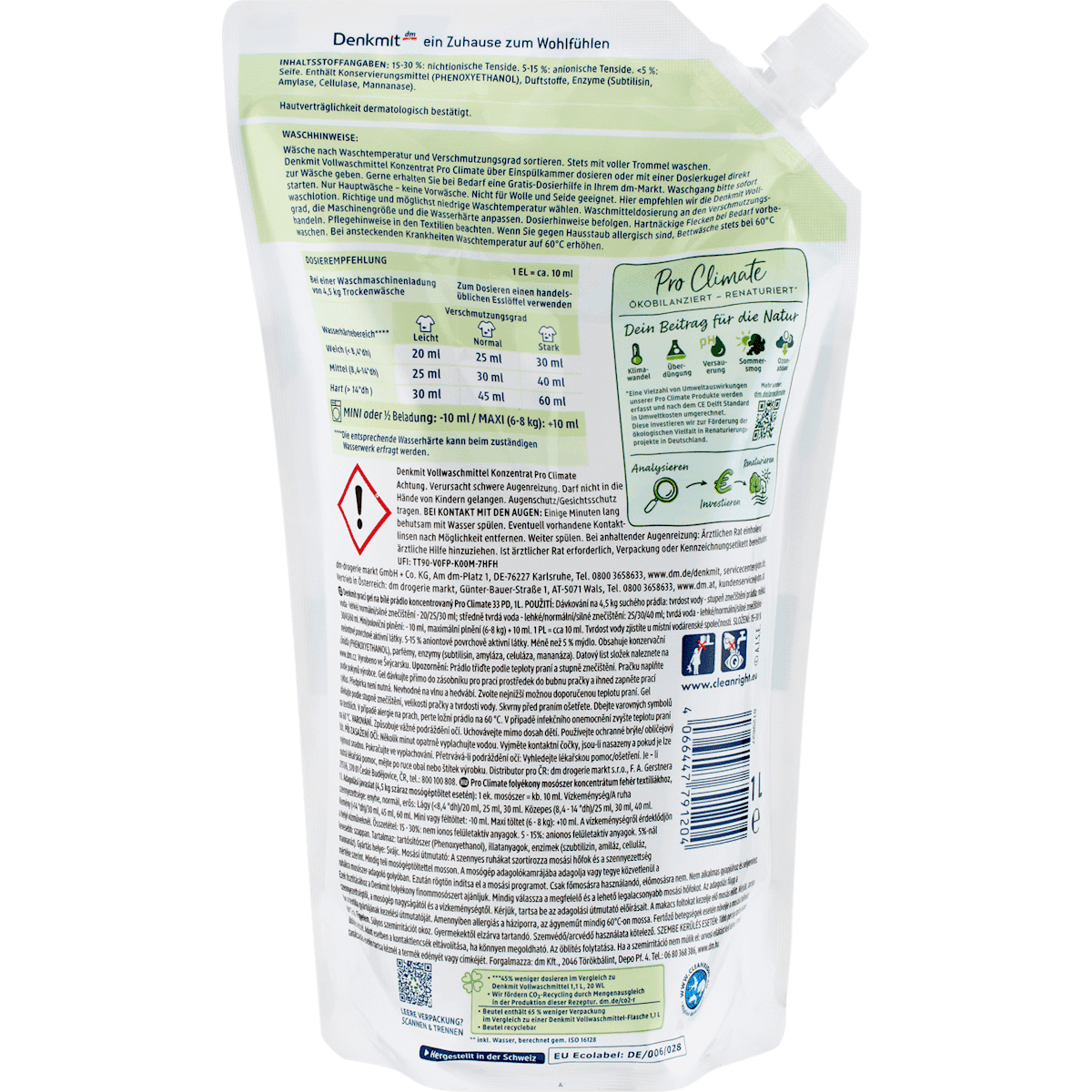 Denkmit Lessive universelle Concentré Pro Climate, 33 lavages (Denkmit Vollwaschmittel Konzentrat Pro Climate, 33 Wl) — produit allemand authentique au Maroc