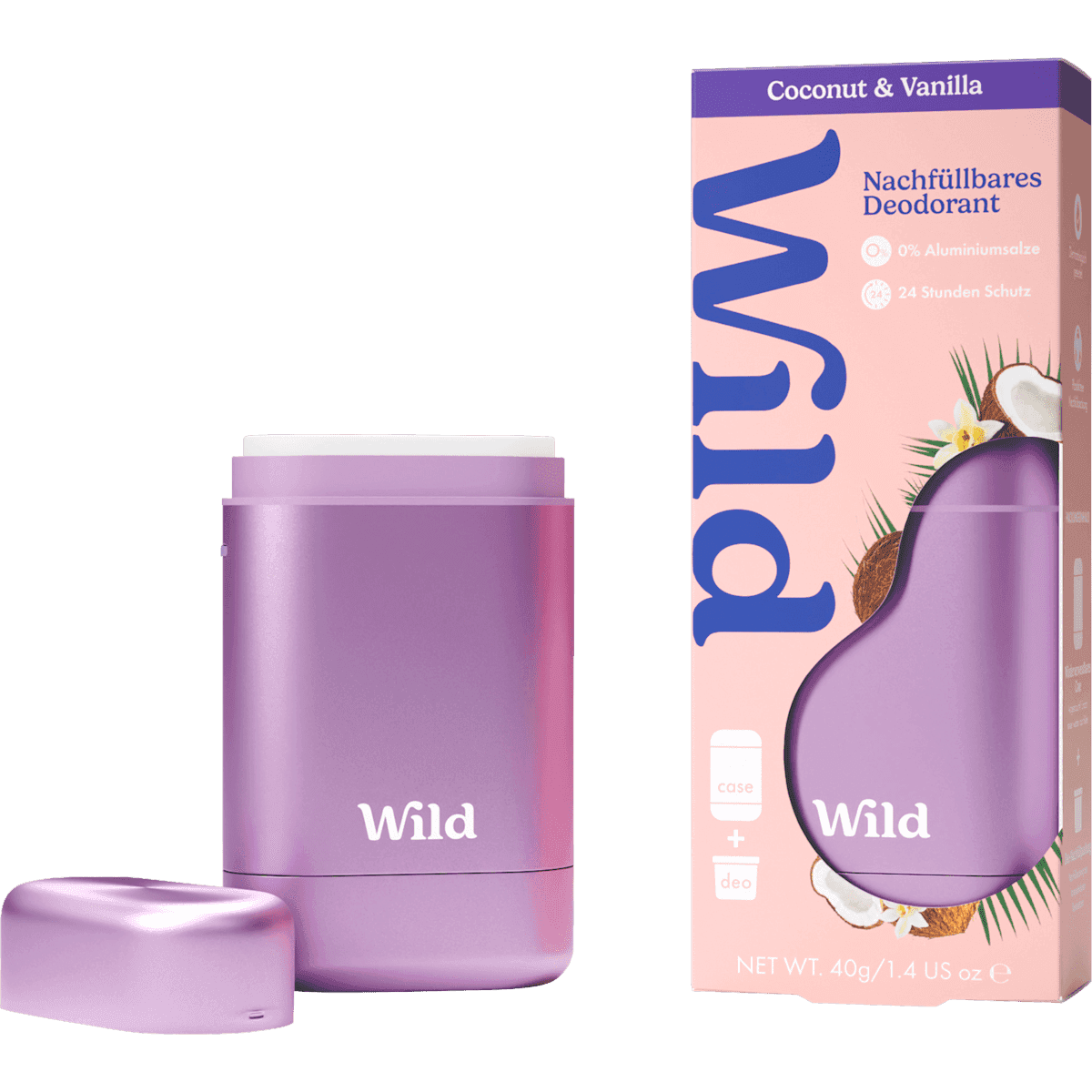 Wild Déodorant stick Coconut & Vanilla + recharge, 40 g — produit allemand authentique au Maroc