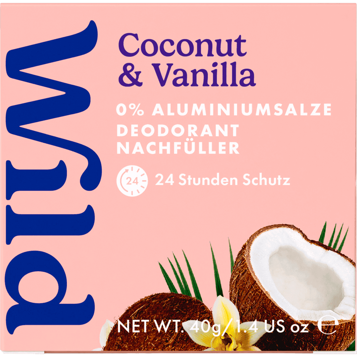 Wild Déodorant stick Coconut & Vanilla recharge, 40 g (Wild Deostick Coconut & Vanilla Nachfüllpack, 40 g) — produit allemand authentique au Maroc