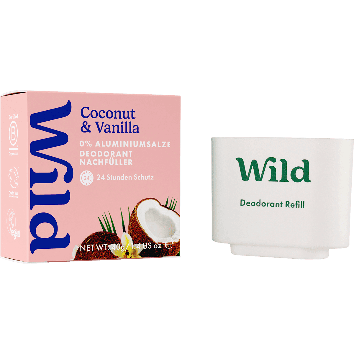Wild Déodorant stick Coconut & Vanilla recharge, 40 g — produit allemand authentique au Maroc