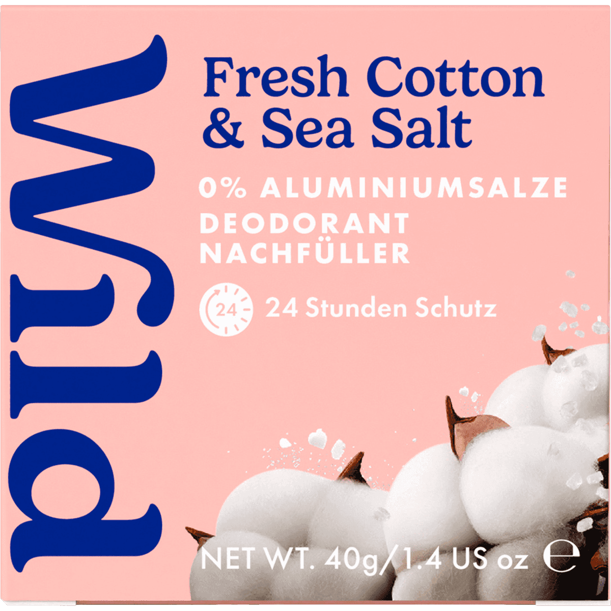 Wild Déodorant stick Fresh Cotton & Sea Salt recharge, 40 g (Wild Deostick Fresh Cotton & Sea Salt Nachfüllpack, 40 g) — produit allemand authentique au Maroc