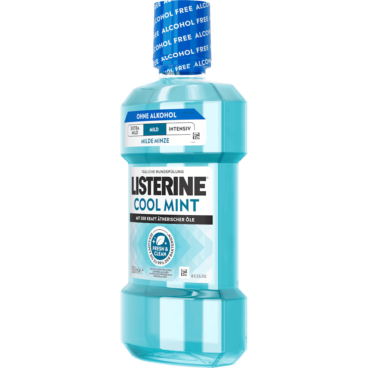 Listerine Bain de bouche Cool Mint milder goût, 500 ml (Listerine Mundspülung Cool Mint milder Geschmack, 500 ml) — produit allemand authentique au Maroc