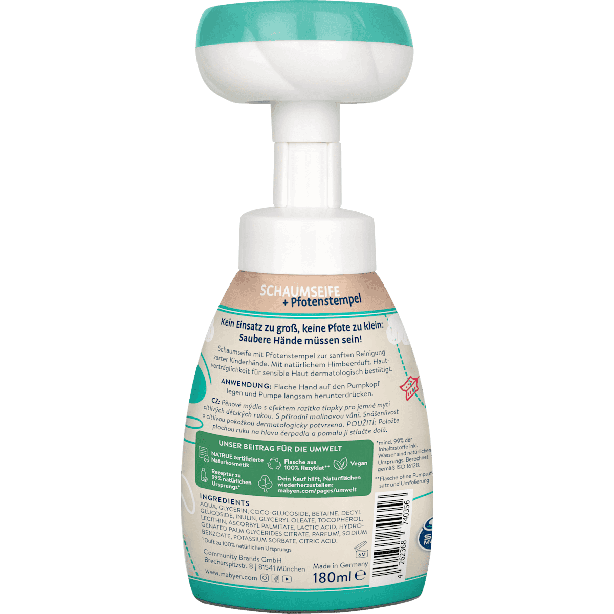 Mabyen Savon mousse Paw Patrol, 180 ml (Mabyen Schaumseife Paw Patrol, 180 ml) — produit allemand authentique au Maroc