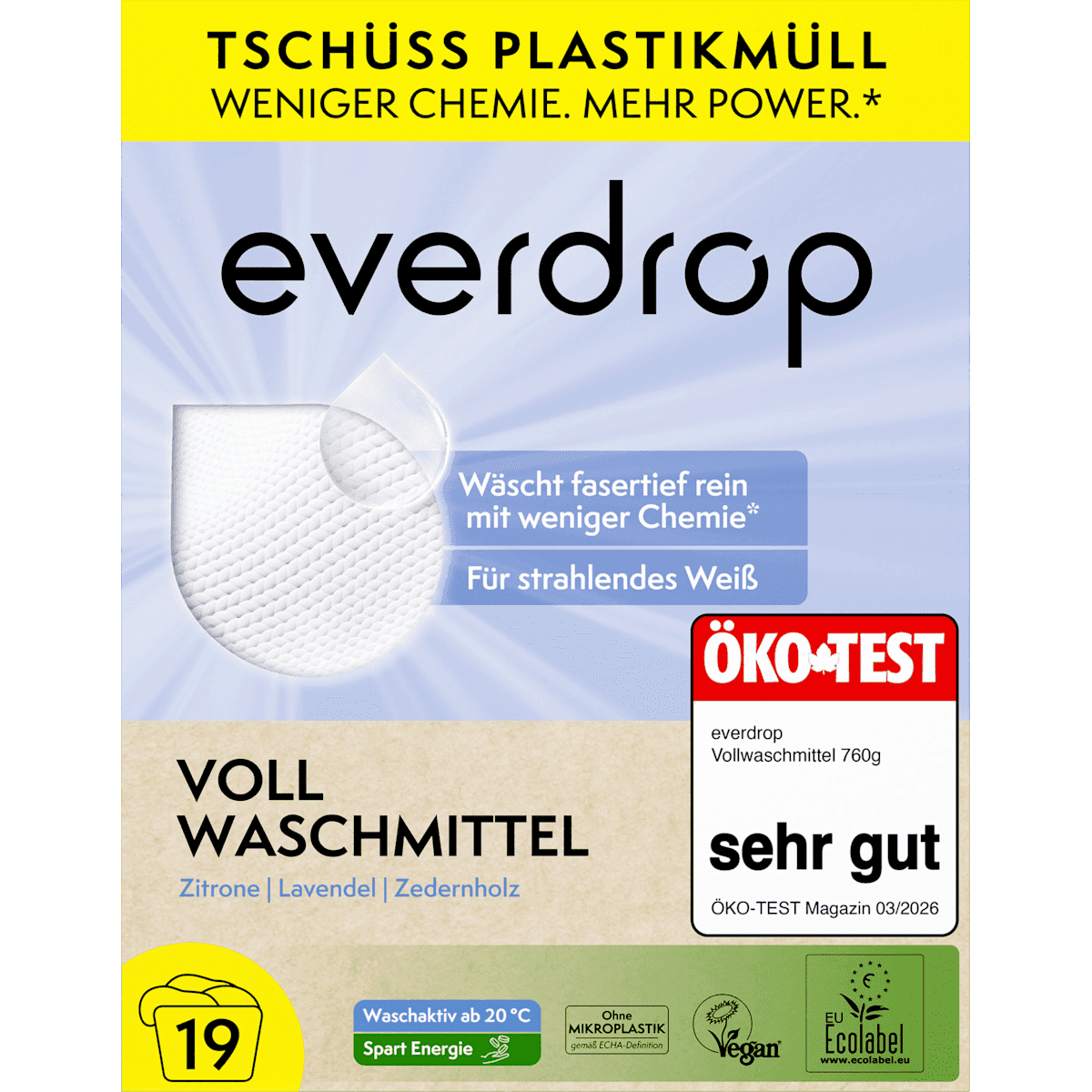 everdrop Lessive universelle poudre, 19 lavages — produit allemand authentique au Maroc