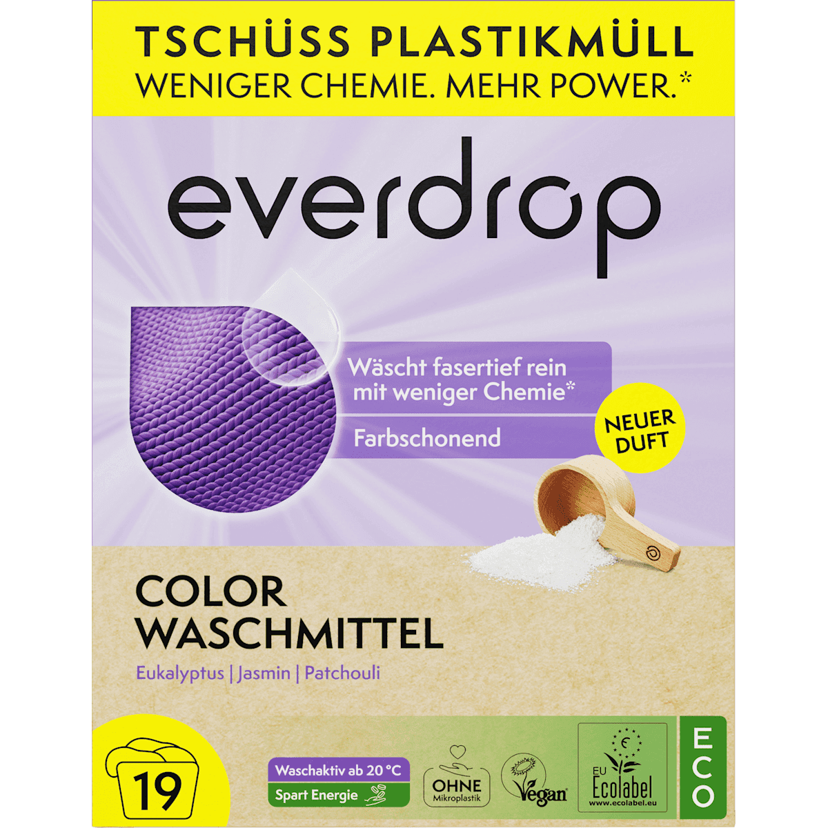 everdrop Lessive couleurs poudre, 19 lavages — produit allemand authentique au Maroc