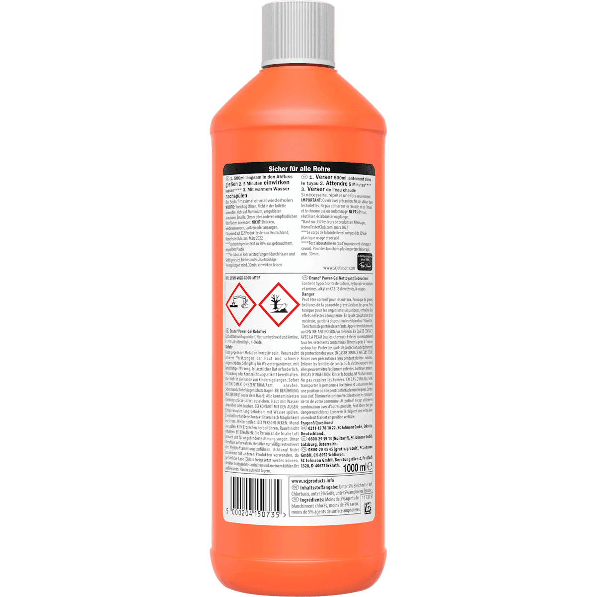 Drano Power-Gel, 1 l — produit allemand authentique au Maroc