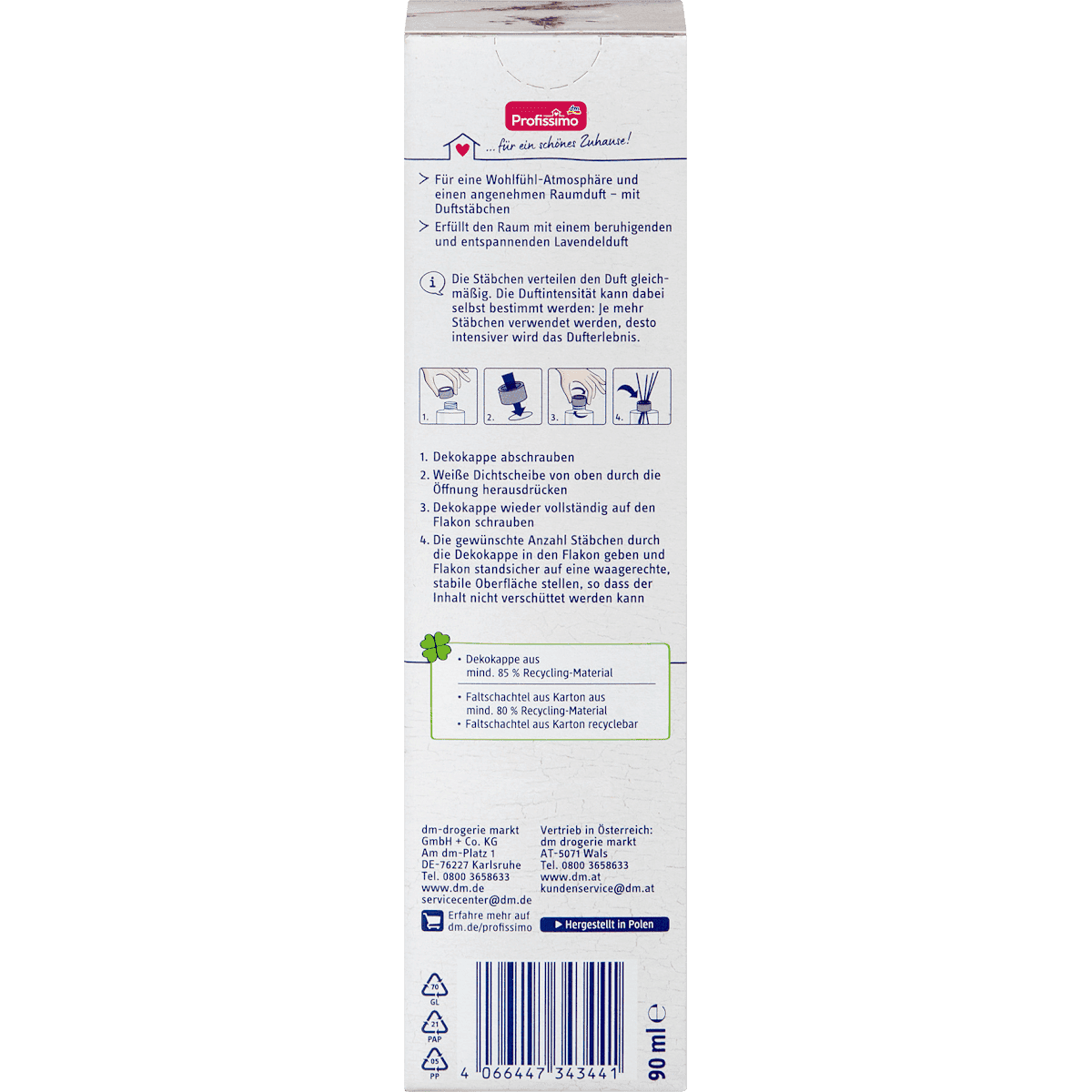 Profissimo Bâtonnets parfumés d'intérieur lavande, 90 ml (Profissimo Duftstäbchen Raumduft Lavendel, 90 ml) — produit allemand authentique au Maroc