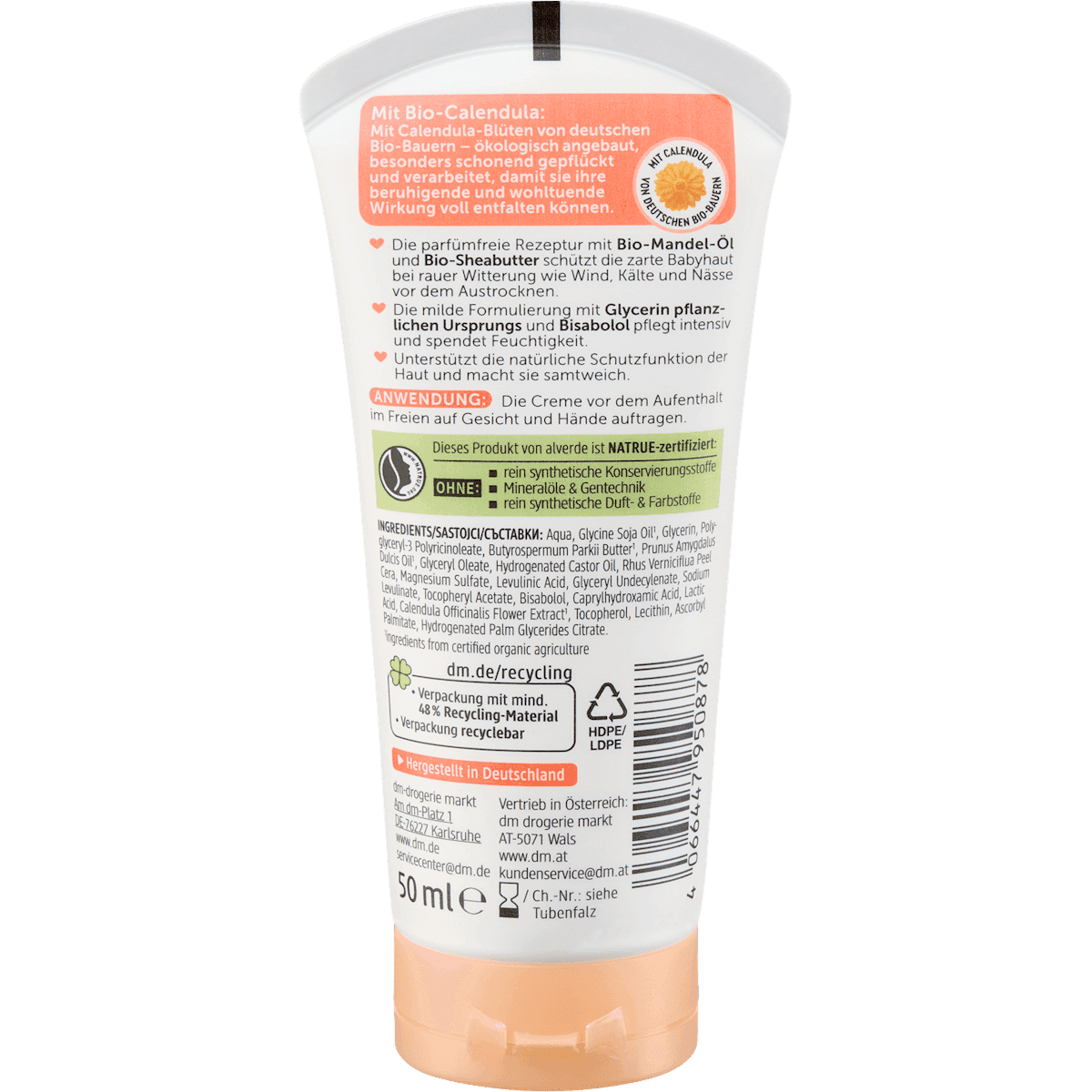 alverde BABY crème protectrice vent & froid, 50 ml (alverde BABY Wind- & Wettercreme, 50 ml) — produit allemand authentique au Maroc