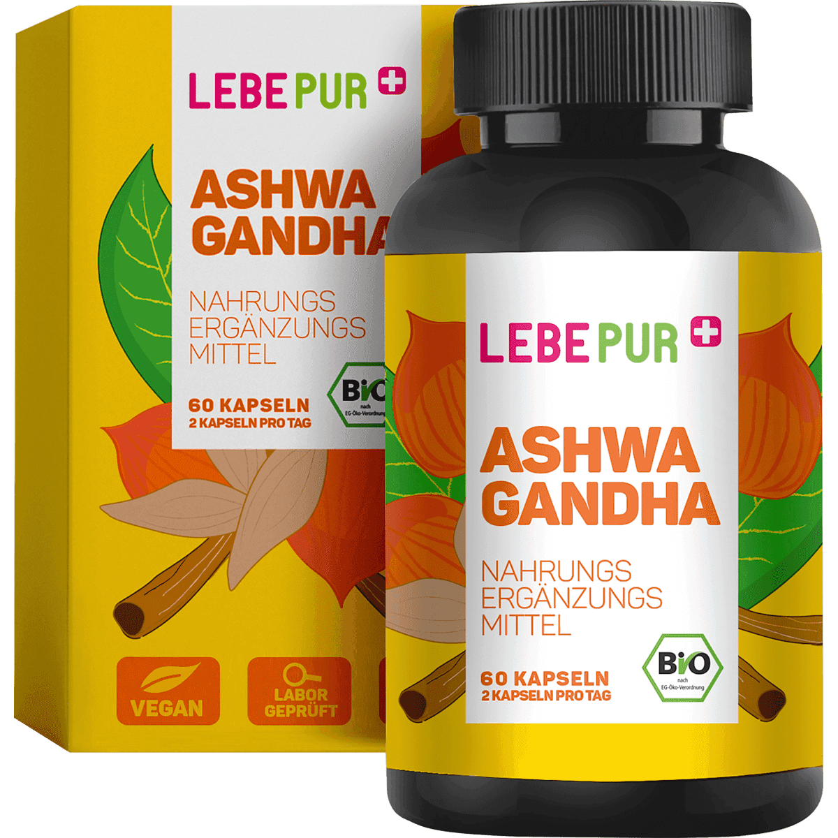 Lebepur Ashwagandha gélules 60 pièces, 37 g — produit allemand authentique au Maroc