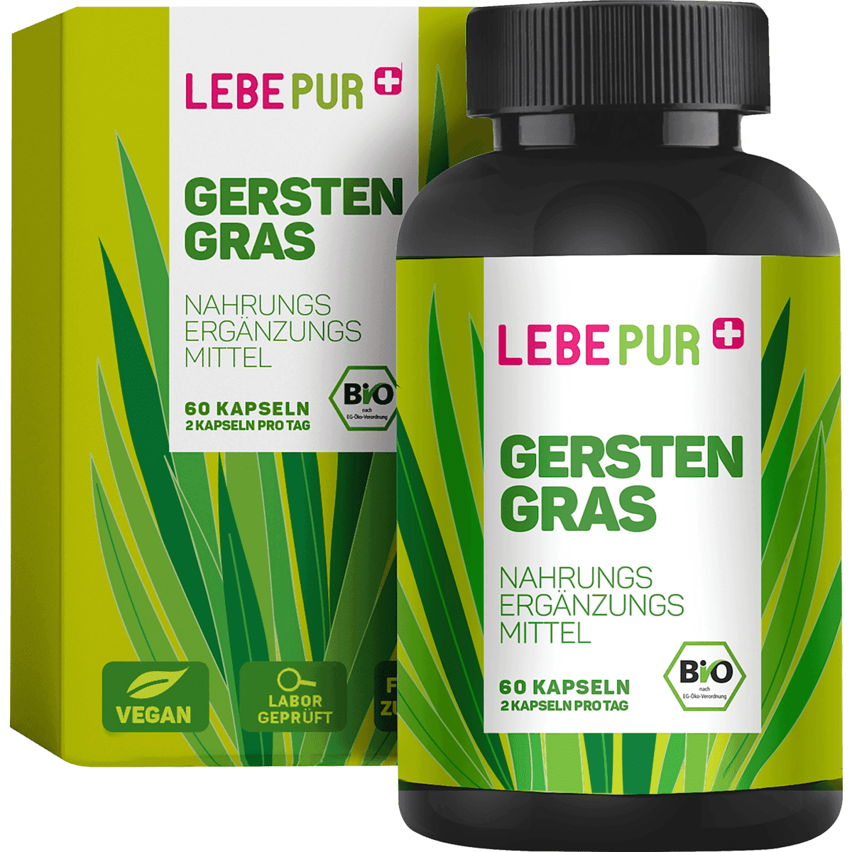 Lebepur Herbe d'orge gélules 60 pièces, 37 g — produit allemand authentique au Maroc