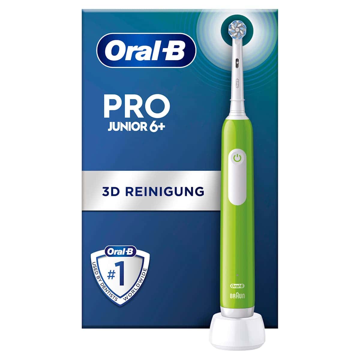 Oral-B Brosse à dents électrique Enfant PRO Junior Green, dès 6 ans, 1 pièce — produit allemand authentique au Maroc