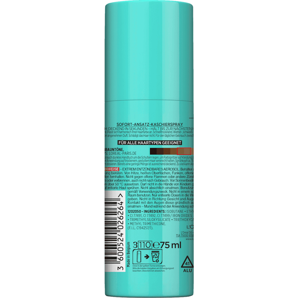 L'ORÉAL PARiS MAGIC RETOUCH Spray retouche racines châtain doré, 75 ml (L'ORÉAL PARiS MAGIC RETOUCH Ansatzspray Goldbraun, 75 ml) — produit allemand authentique au Maroc