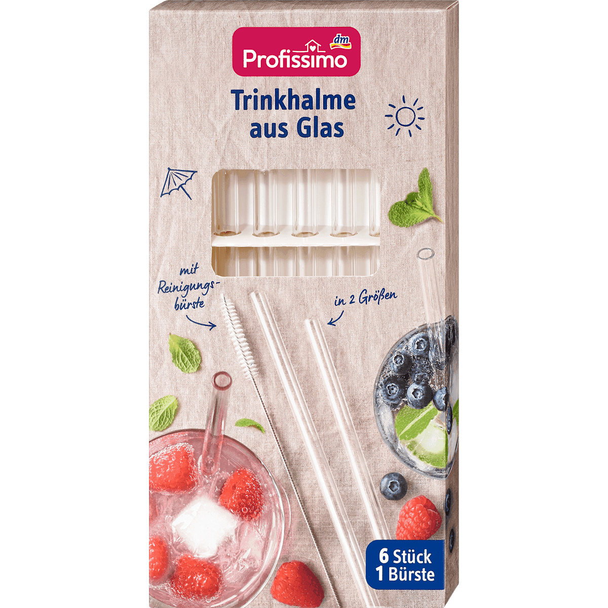 Profissimo Pailles en verre, 6 pièces (Profissimo Trinkhalme aus Glas, 6 St) — produit allemand authentique au Maroc