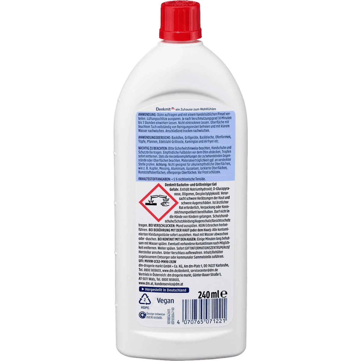 Denkmit Four and Grillreiniger Gel, 240 ml (Denkmit Backofen- und Grillreiniger Gel, 240 ml) — authentic German product in Morocco