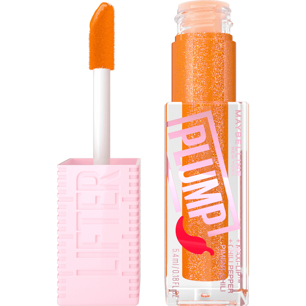 MAYBELLINE NEW YORK Gloss Lifter Plump 008 Hot Honey, 5,4 ml — produit allemand authentique au Maroc