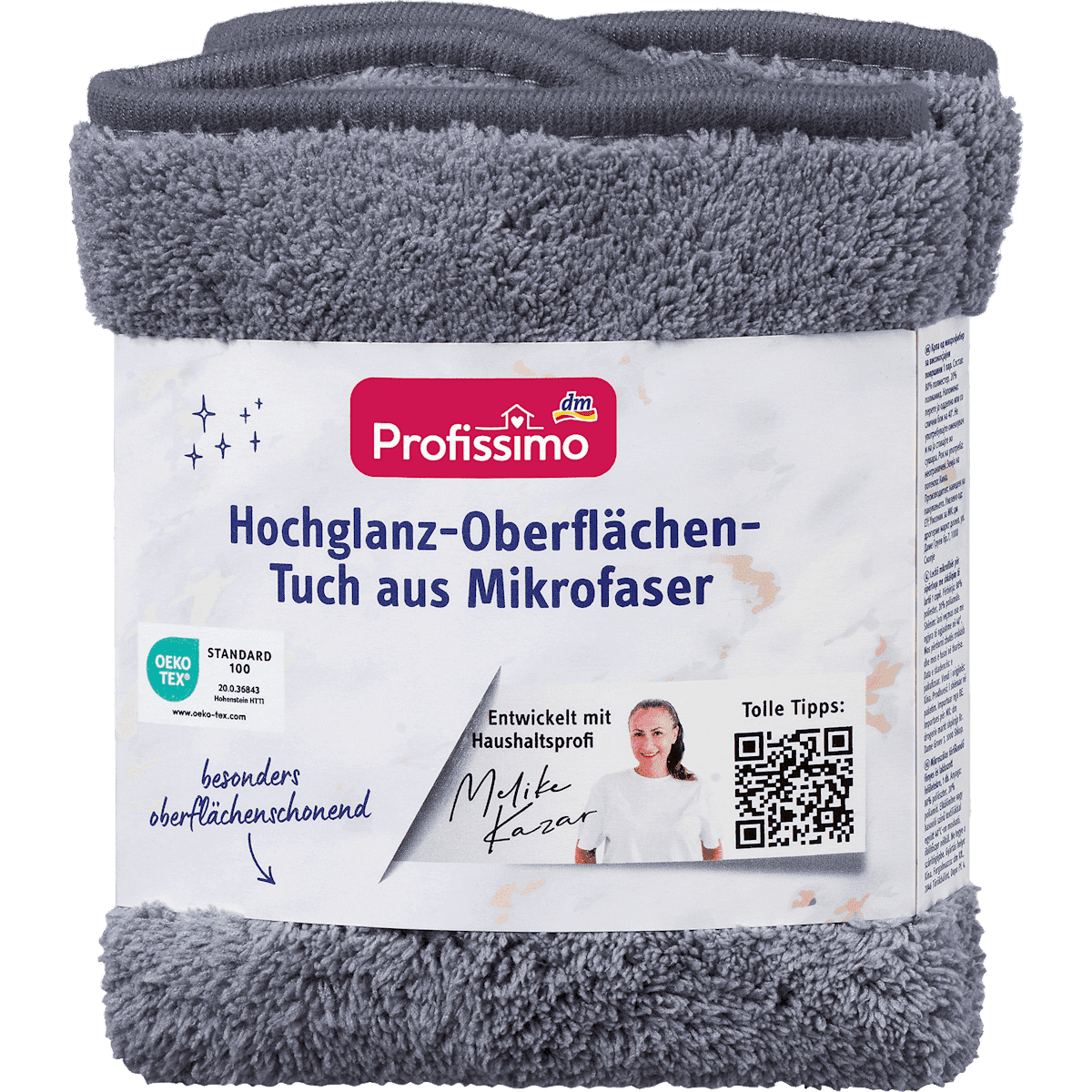 Profissimo Chiffon surfaces brillantes en microfibre, 1 pièce (Profissimo Hochglanz-Oberflächentuch aus Mikrofaser, 1 St) — produit allemand authentique au Maroc