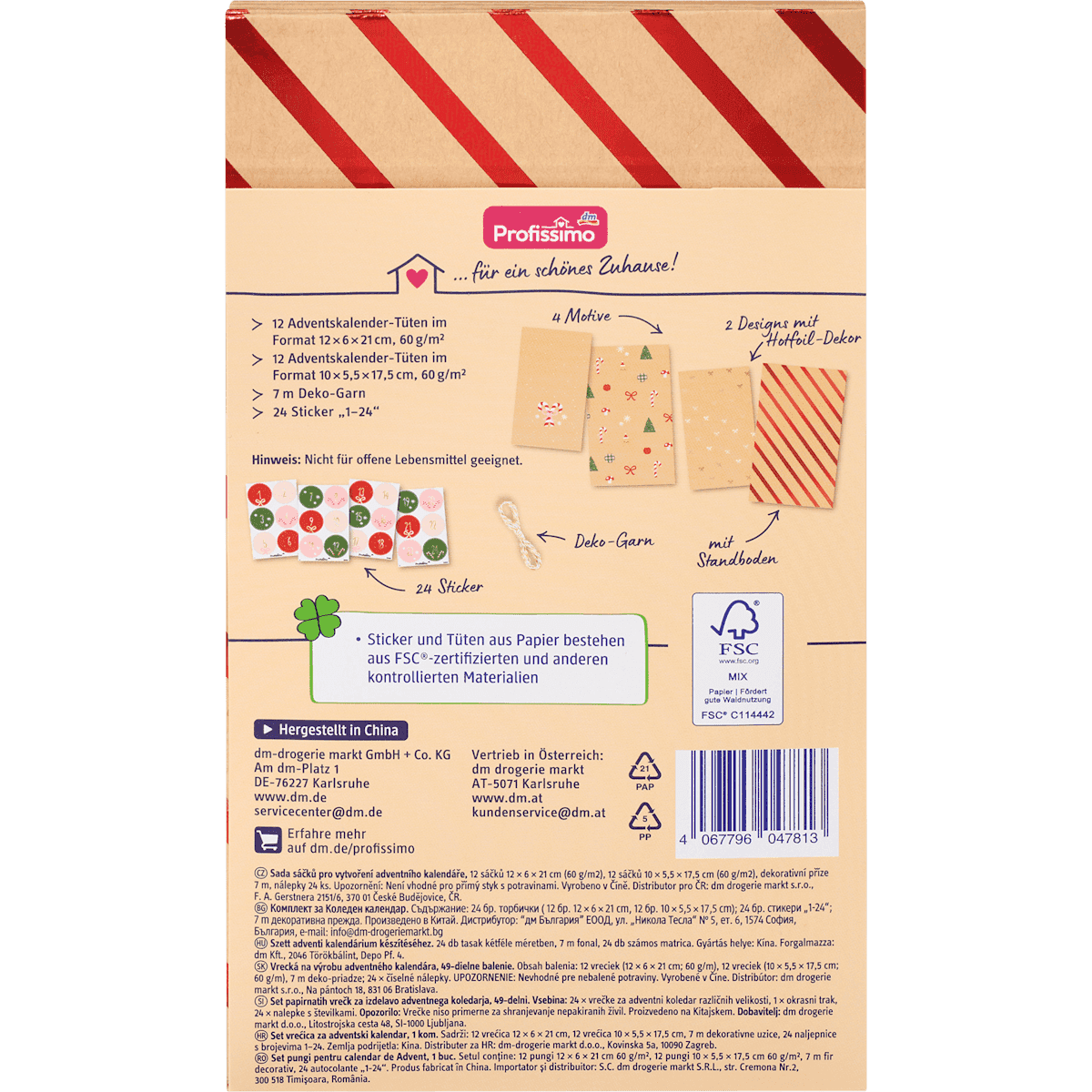 Profissimo Calendrier de l'avent set de sachets, 1 pièce (Profissimo Adventskalender Tüten Set, 1 St) — produit allemand authentique au Maroc