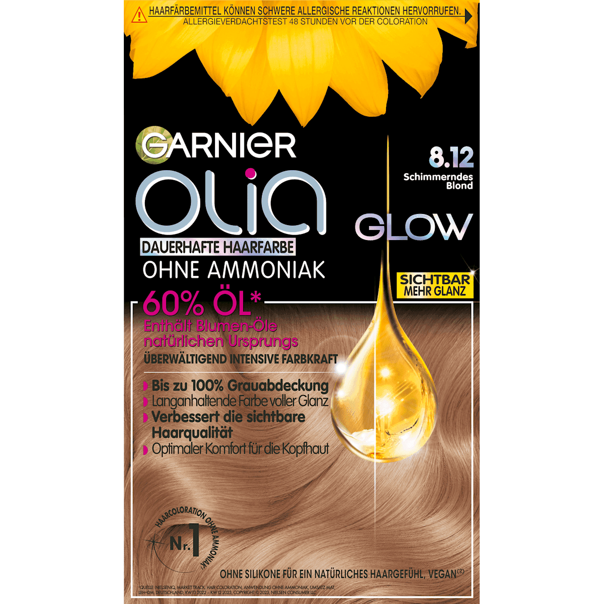 GARNIER olia Coloration 8.12 Schimmerndes Blond, 1 pièce — منتج ألماني أصلي في المغرب