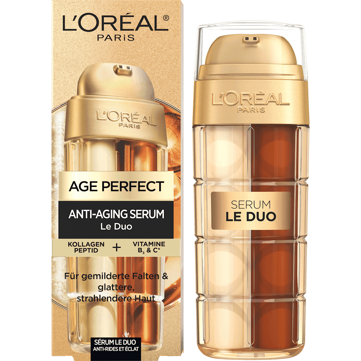 L'ORÉAL PARiS Anti-Aging Sérum visage Le Duo avec Collagène Peptid, Vitamine B3 et C, 30 ml — منتج ألماني أصلي في المغرب