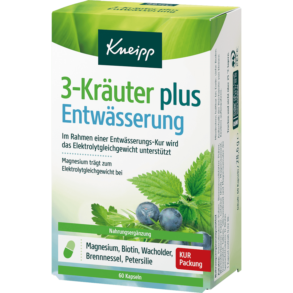 Kneipp Drainage 3-plantes Plus gélules 60 pièces, 28,6 g — produit allemand authentique au Maroc
